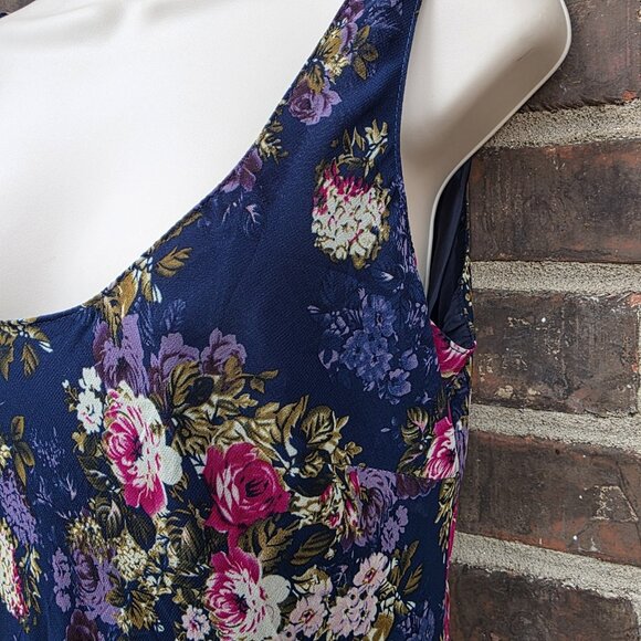 VTG Jones New York Size 8 y2k 2000s Blue Floral Maxi Dress Romantic Renaissance - Picture 4 of 6